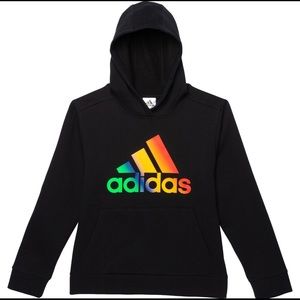 NWT black Adidas hoodie with rainbow logo size Large